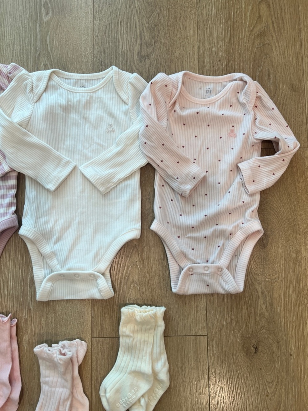 GAP Baby Ribbed Long-Sleeve One-Pieces and Pants Set in Pink and Cream - Picture 4 of 9